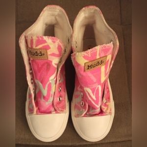 MUDD - Kids Girls Pink Heart Pattern Platform Sneakers Size 11